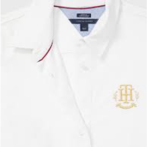 Tommy Hilfiger Pink White Striped Button Down Shirt with Gold Embroidered Logo - Picture 4 of 14